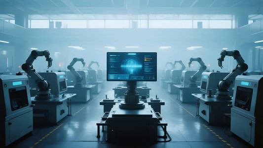 建筑寧靜空曠的無人工廠 智能科技的新紀元